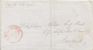 United States York-York 1844 red serifed cds  ms Paid Single  Stampless Folde...