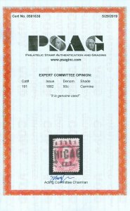 EDW1949SELL : USA 1882 Sc #191 Used Nice stamp Chicago cancel PSAG Cert Cat $375