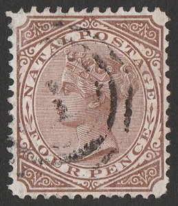 NATAL 1874 QV 4d brown, wmk crown CC, perf 12½.