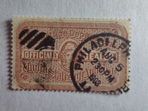 SCOTT #OX5 USED OFFICIAL POSTAL SEAL POST MARKED 1903