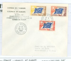 France/Council of Europe (1O) 1O2-1O3/1O5 1959 Flags