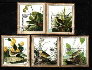 Niue-Sc#471-5- id5-used sheets-Birds-Audubon-1985-