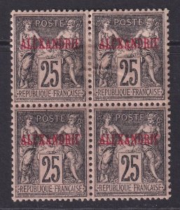 Alexandria (French Offices), Scott 9 (Yvert 11), MNH/HR block of four (1x thin)