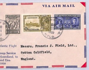 Canada NEWFOUNDLAND KGV *SILVER JUBILEE* FRANKING Air FIRST FLIGHT Cover YN65