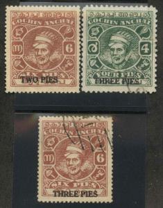 India Cochin 70-72 Used VF (70 mint,  writing on 70,72)