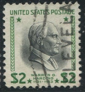 833   $2  Warren Harding  Used  VF