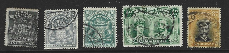 Rhodesia Used Lot of 5 Different stamps 2017 CV $15.00