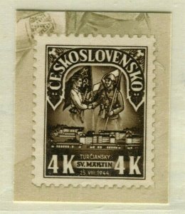 CZECHOSLOVAKIA; 1945 Special S. SHEET Imperf Part CUT OUT Stamp from Sheet