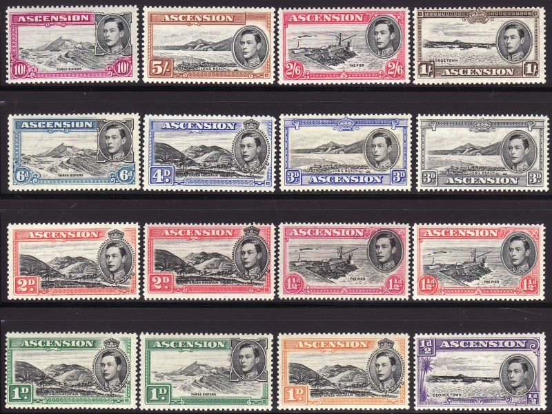 1938 - 1953 Ascension KGVI King George VI complete set MLH Sc# 40 / 49 $202.85