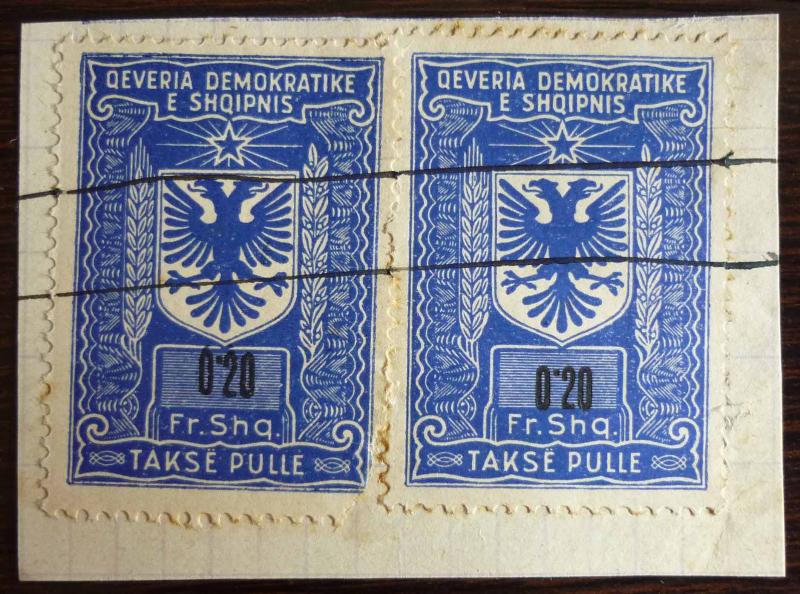 ALBANIA - RARELY SEEN REVENUE STAMP! albanien stempelmarke J10