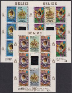 Belize Sc# 631 / 633 Birth, Prince William 1982 S/S souvenir sheet set $13.20