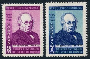 Dominican Rep 356-357,lightly hinged.Michel 370-371. Sir Rowland Hill,1940.