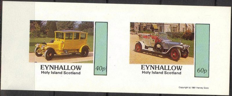 {E127} Eynhallow Scotland Classic Cars (3) Sh.2 Imperf. MNH Cinderella !!