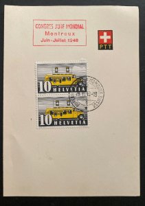 1948 Montreux Switzerland Souvenir Sheet cover World Jewish Congress