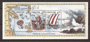 2002 Faroe Islands - Sc413 - MNH VF - Souvenir Sheet - Viking Voyages