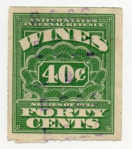 USA 1934 Wines Revenues Issue Fine Used 40c. 312984