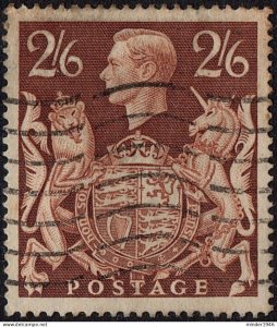 GREAT BRITAIN 1939 KGVI 2/6s Brown SG476 Used