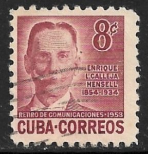 CUBA 1954 8c Enrique Calleja Hensell Portrait Issue Sc 517 VFU