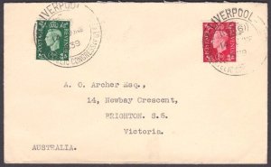 GB 1939 LIVERPOOL PHILATELIC CONGRESS cancel - cover to Australia...........U157