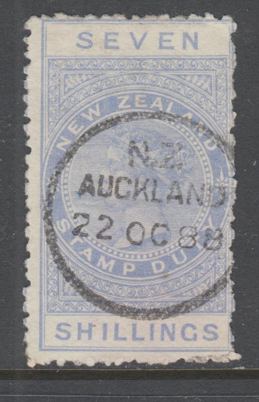 New Zealand Sc AR8, SG F15, used. 1882 7sh ultra QV Postal Fiscal, sound