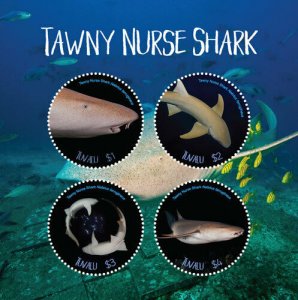 2019-05-TUVALU- TAWNY NURSE SHARK     4V  MNH/**