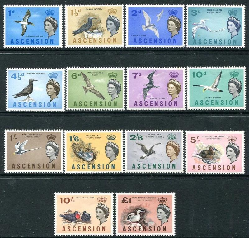ASCENSION-1963 Birds Set to £1 Sg 70-83 MOUNTED MINT V25898