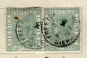 SIERRA LEONE; 1880s early classic QV issue fine used 1/2d. Pair fair Postmark