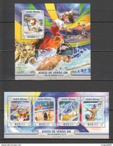 2016 Guinea-Bissau Sport Olympic Games Rio De Janeiro 1Kb+1Bl ** St885