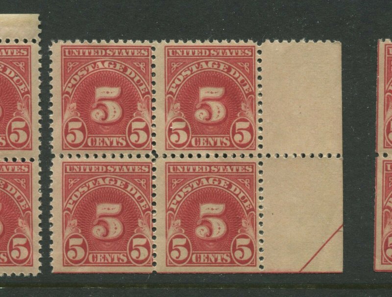 J73 Postage Due Flat Plate Printing Mint Block of 4 Stamps NH (Stk J73-B2)