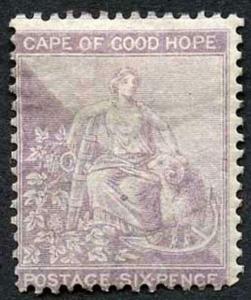 Cape of Good Hope SG25 6d Pale Lilac with frame M/Mint cat 200 pounds