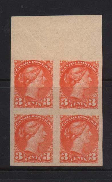 Canada #41b XF Mint Imperf Block