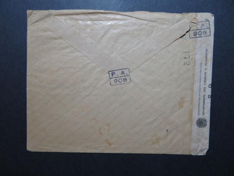 Brazil 1945 Cacheted Commercial Censor Cover to USA / Minor Top Damage - Z10791