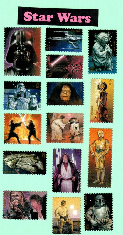 4143 a-n Star Wars ( Complete Singles Set of 15 ) 2008  (4X6)