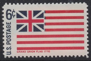 US 1352 Historic Flags Grand Union Flag 1776 6c single (1 stamp) MNH 1968