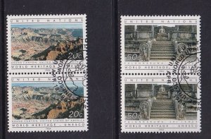 United Nations New York  #421-422  cancelled  1984 world heritage in pairs