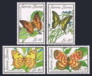 Sierra Leone 1090-1092,1094,MNH.Michel 1281-1283, 1285. Butterflies 1989,2nd set