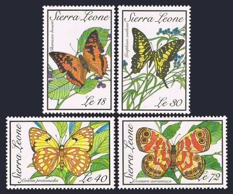 Sierra Leone 1090-1092,1094,MNH.Michel 1281-1283, 1285. Butterflies 1989,2nd set