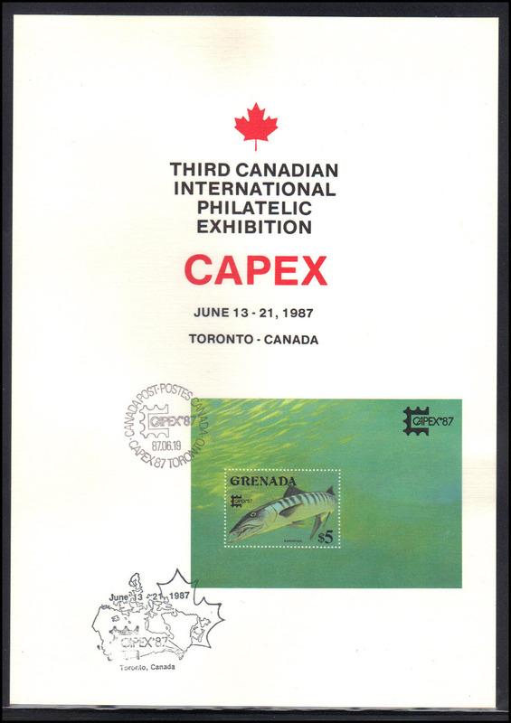 Card 3rd Canadian Int'l Exhibit Grenada Souvenir Sheet BoxCV0191