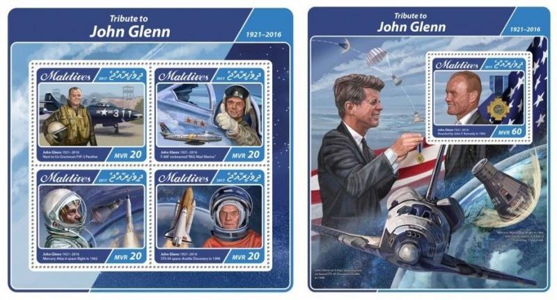 Z08 IMPERF MLD17503ab MALDIVES 2017 John Glenn MNH ** Postfrisch Set