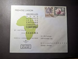 1953 British KUT Airmail First Flight Cover FFC to Elizabethville Belgian Congo