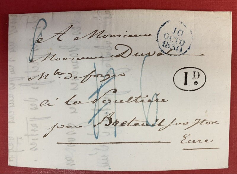 France, 1830, Stampless Cover/Portion of Folded Letter, 5 Postal Markings 