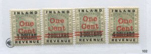 British Guiana 1890 various values overprinted ONE CENT mint o.g. hinged