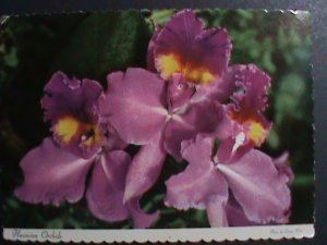 ​UNITED STATES-LOVELY HAWAIIAN ORCHIDS- PICTURE POST CARD WITH STAMP-USED-VF