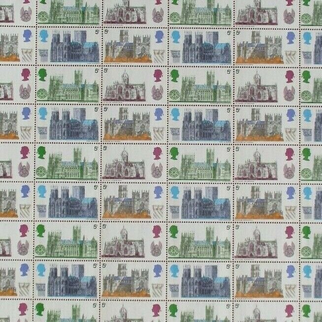 SG796-799 1969 British  Architecture Cathedrals 5d Blocks in Complete Sheet MNH