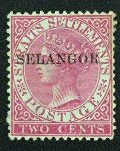 Malaya SELANGOR 1890 opt Straits Settlements QV 2c MNG SG#42 T.33 M3349