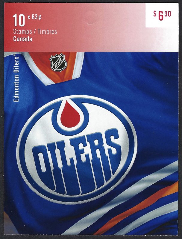 Canada #2671a 63¢ Edmonton Oilers (2013). Booklet of 10 stamps. MNH