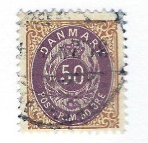 Denmark  SC#51 Used F-VF SCV$20.00...A fascinating spot!