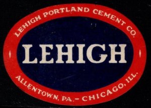 Vintage Die Cut Oval Lehigh Portland Cement Company Label MNH