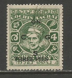 India (Cochin)  #O63  used  (1944)  