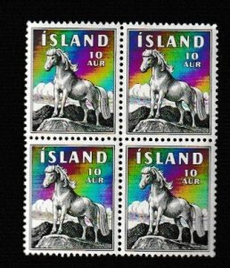 ICELAND SCOTT#311 - 1958 10Aur ICELANDIC PONY BLOCK OF [4] - MNH